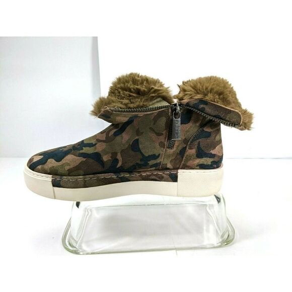 J/SLIDES Womens Size 8 Camo Boot Sneaker Faux Fur Real Suede  Victory Zip Sides - Picture 12 of 12